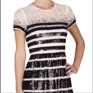BCBGMAXAZRIA | Tasi-Sequin Stripe Lace Dress | 6